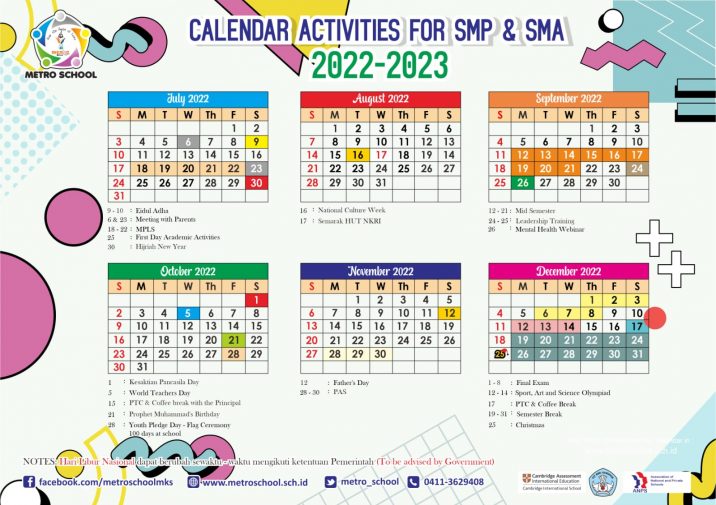 Calendar Activity 2022 2023 Metro School Makassar